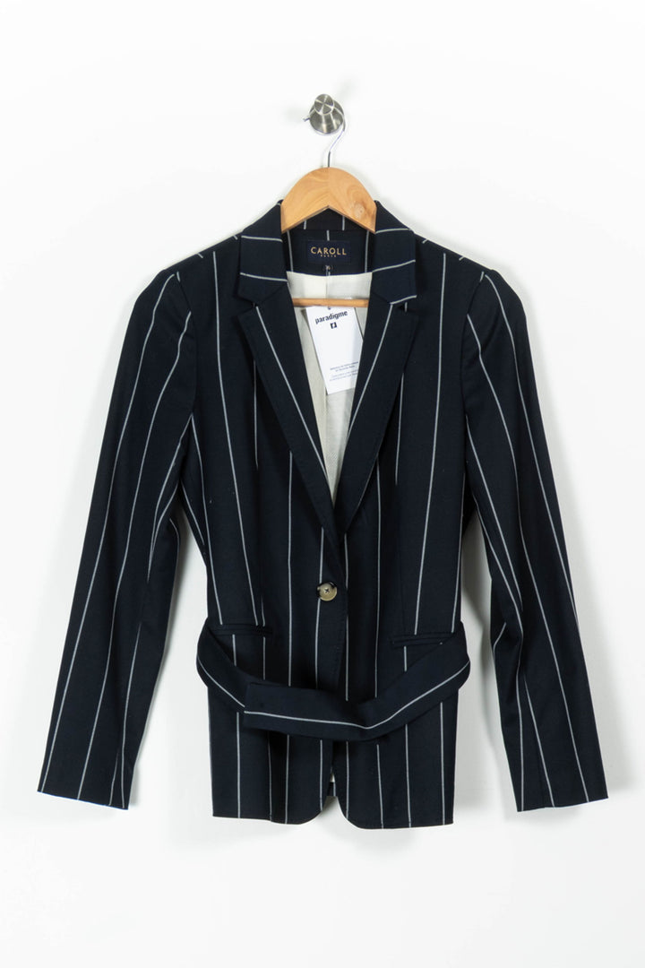 Blazer Bleu à Rayures Blanches - Taille S/36 de la marque Caroll | PARAD96265 - Vendu par Paradigme - Image 2