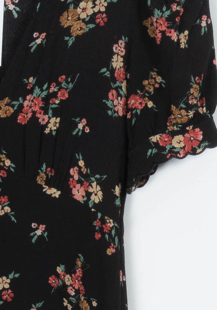 Robe Longue Noire et Fleurie - Taille XS/34 de la marque Petite Mendigote | PARAD96276 - Vendu par Paradigme - Image 3