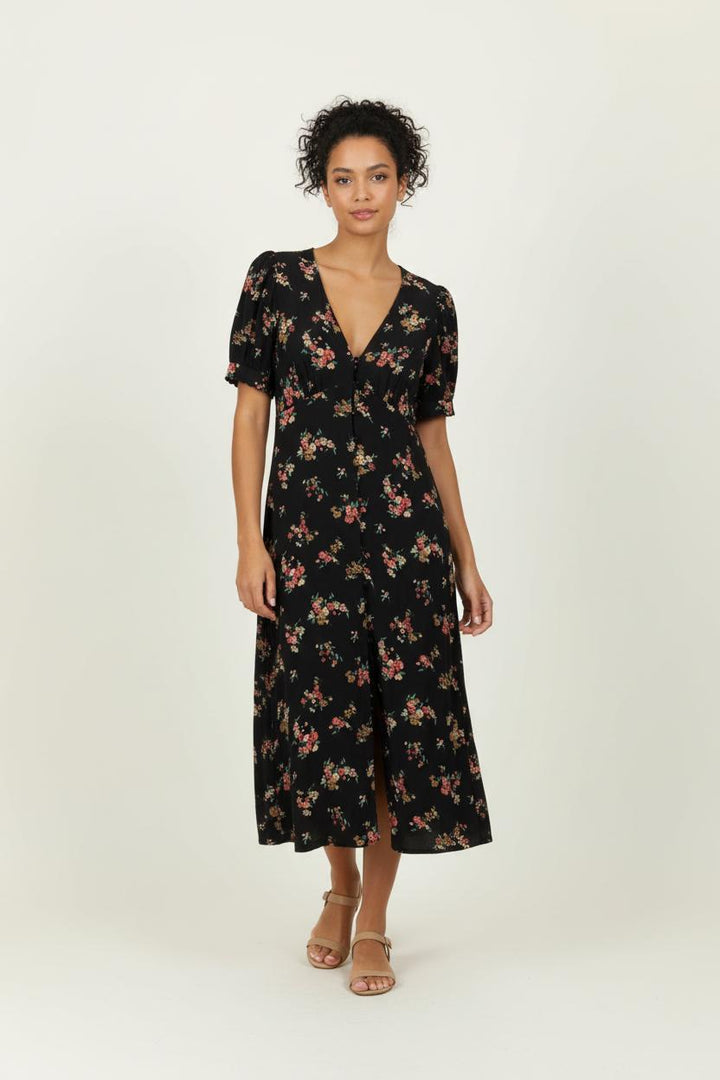 Robe Longue Noire et Fleurie - Taille XS/34 de la marque Petite Mendigote | PARAD96276 - Vendu par Paradigme - Image 1