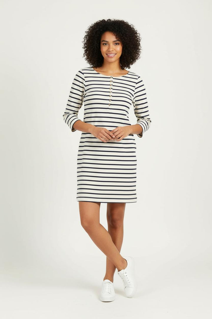 Robe Courte Rayée Blanche et Marine - Taille M/38 de la marque Sézane | PARAD96312 - Vendu par Paradigme - Image 1