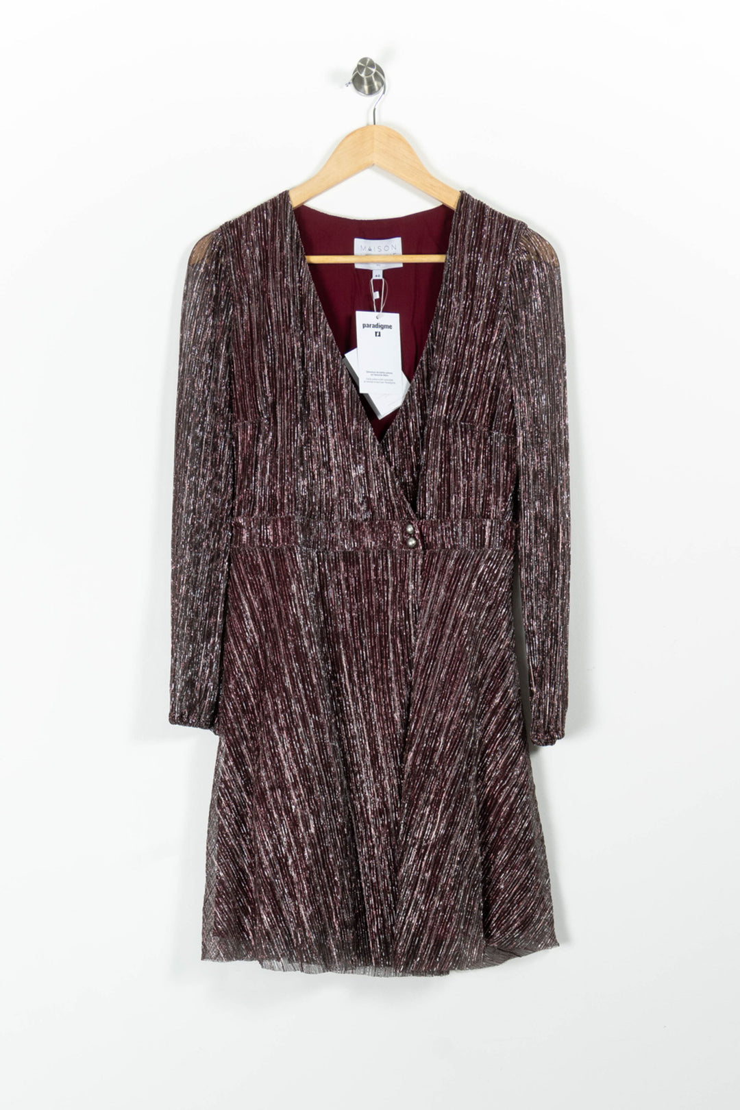 Robe Plissée Bordeaux - Taille L/40 de la marque Maison Lemoine | PARAD96321 - Vendu par Paradigme - Image 2