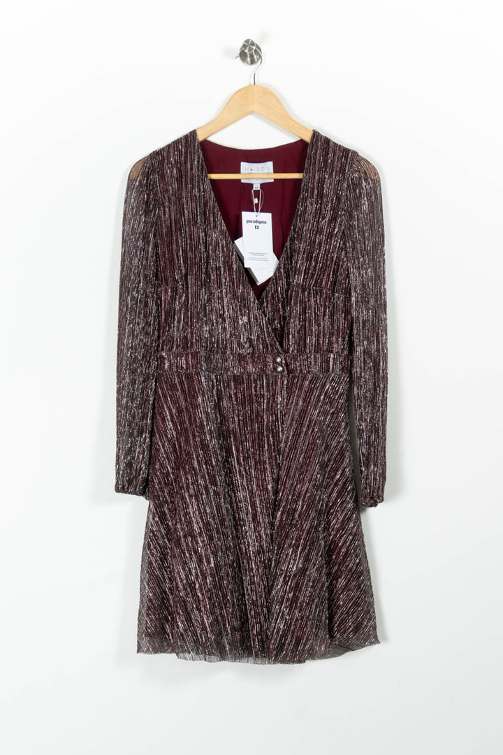 Robe Plissée Bordeaux - Taille L/40 de la marque Maison Lemoine | PARAD96321 - Vendu par Paradigme - Image 2