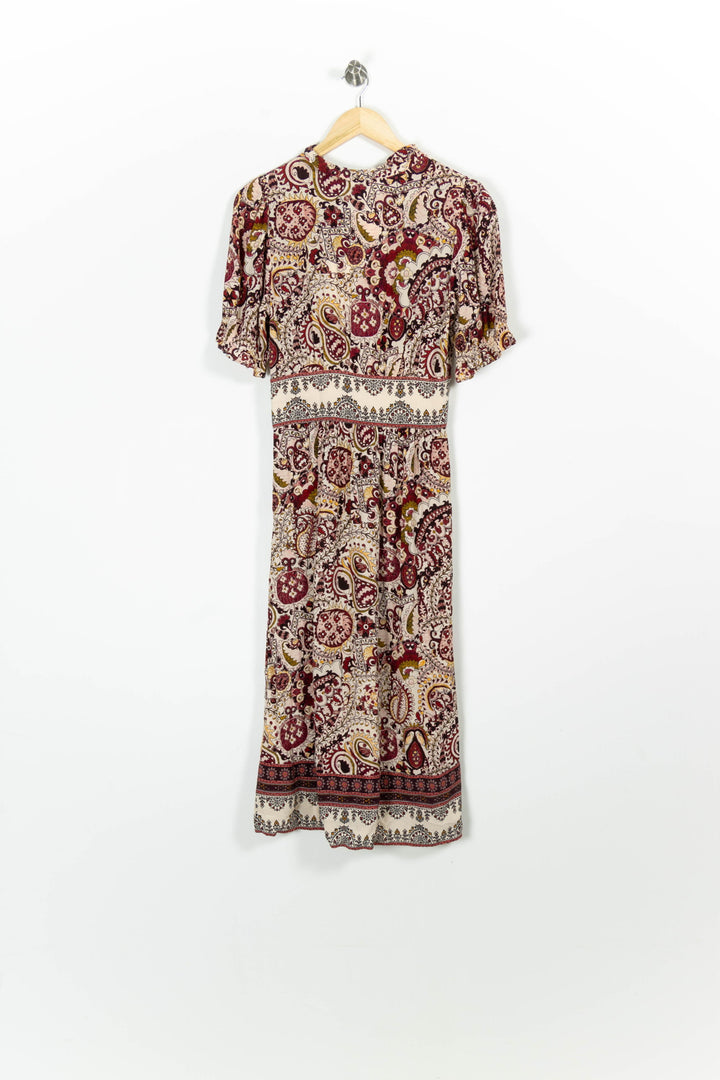 Robe Longue Beige et Bordeaux - Taille XS/34 de la marque ba&sh | PARAD96323 - Vendu par Paradigme - Image 4