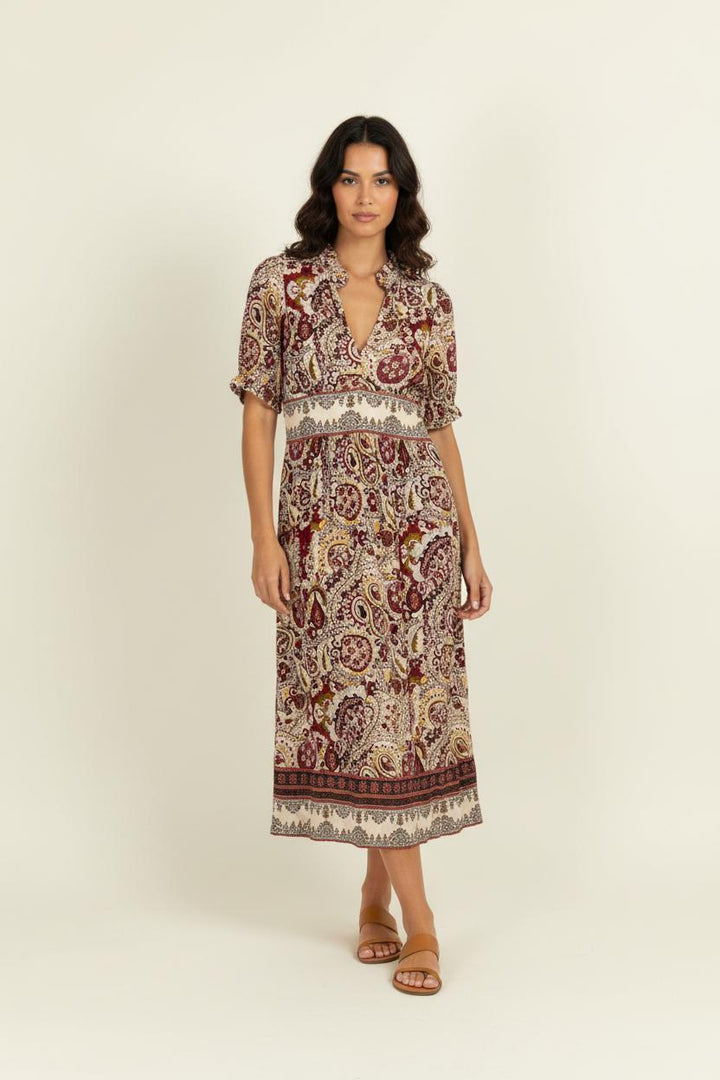 Robe Longue Beige et Bordeaux - Taille XS/34 de la marque ba&sh | PARAD96323 - Vendu par Paradigme - Image 1