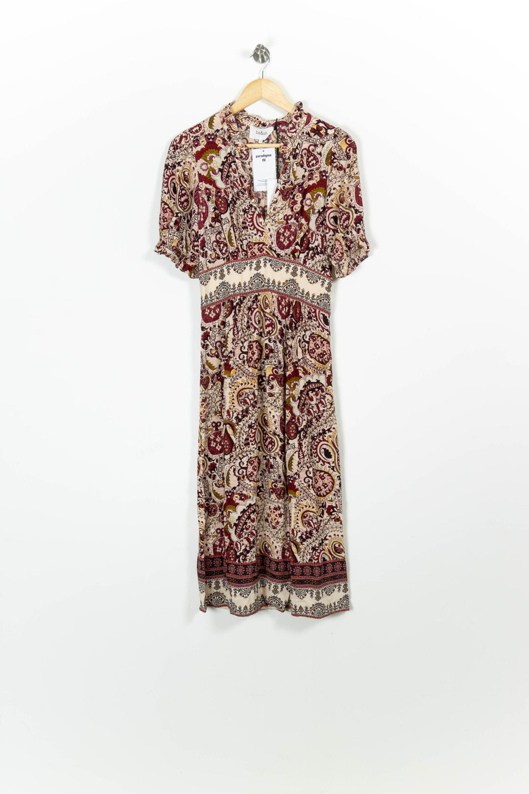Robe Longue Beige et Bordeaux - Taille XS/34 de la marque ba&sh | PARAD96323 - Vendu par Paradigme - Image 2