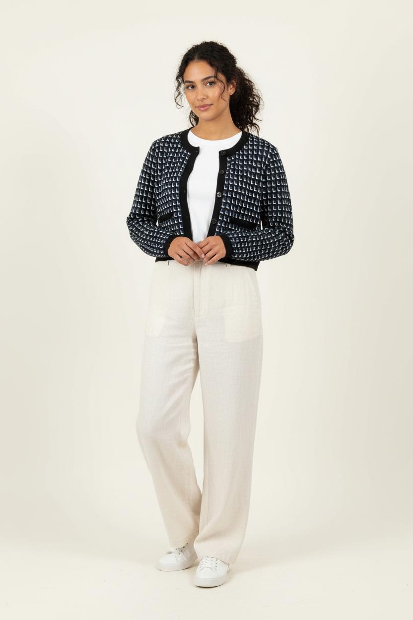 Gilet Bleu et Blanc - Taille XS/34 de la marque La Fée Maraboutée | PARAD96336 - Vendu par Paradigme - Image 1