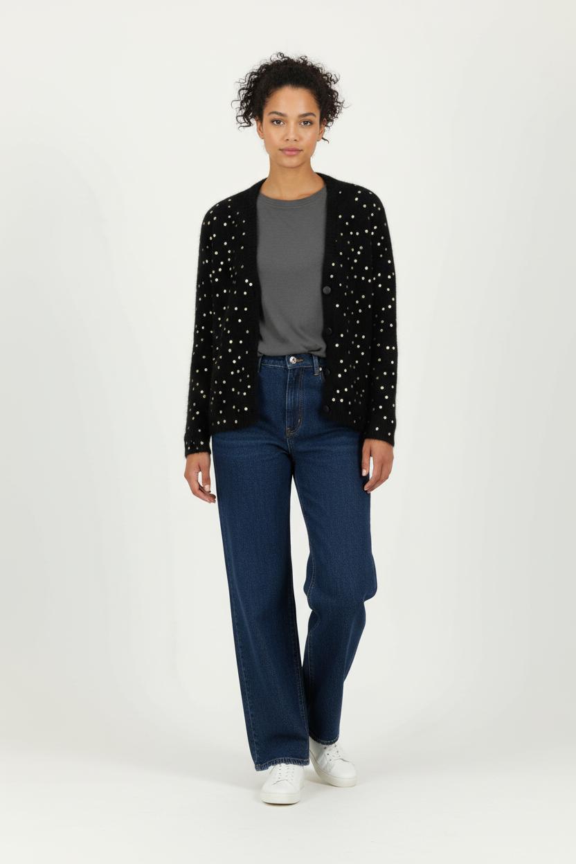 Cardigan Noir et Doré - Taille XS/34 de la marque Sézane | PARAD96340 - Vendu par Paradigme - Image 1