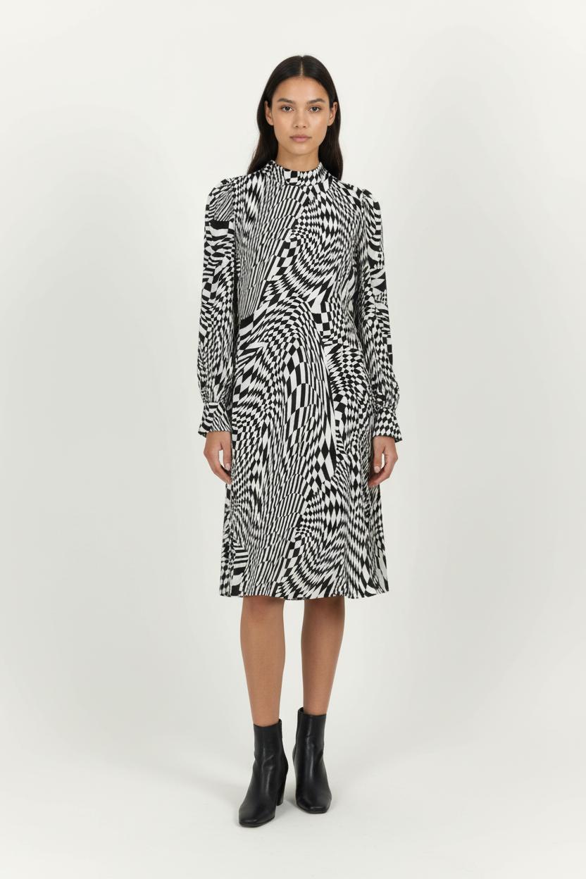 Robe midi Noire et Blanche - Taille S/36 de la marque IKKS | PARAD96350 - Vendu par Paradigme - Image 1