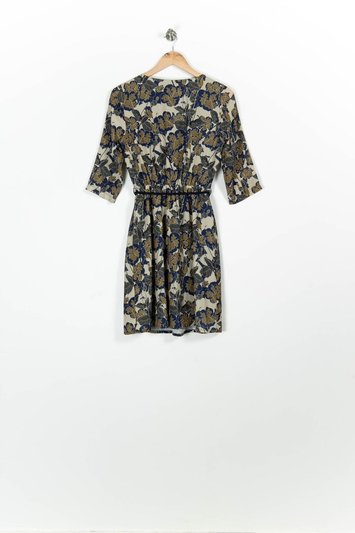 Robe Fleurie Bleu et Jaune - Taille M/38 de la marque La Fée Maraboutée | PARAD96358 - Vendu par Paradigme - Image 4