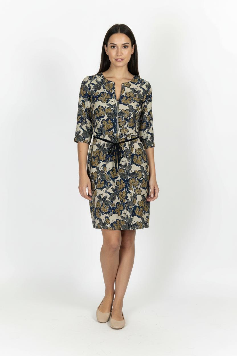 Robe Fleurie Bleu et Jaune - Taille M/38 de la marque La Fée Maraboutée | PARAD96358 - Vendu par Paradigme - Image 1