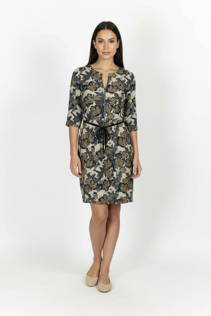Robe Fleurie Bleu et Jaune - Taille M/38 de la marque La Fée Maraboutée | PARAD96358 - Vendu par Paradigme - Image 1