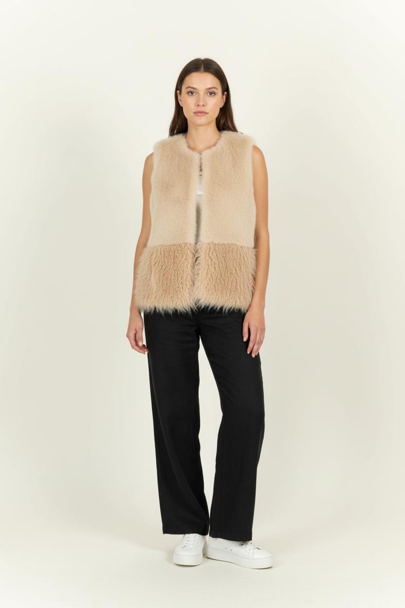 Gilet Sans Manches Beige - Taille S/36 de la marque La Fée Maraboutée | PARAD96365 - Vendu par Paradigme - Image 1