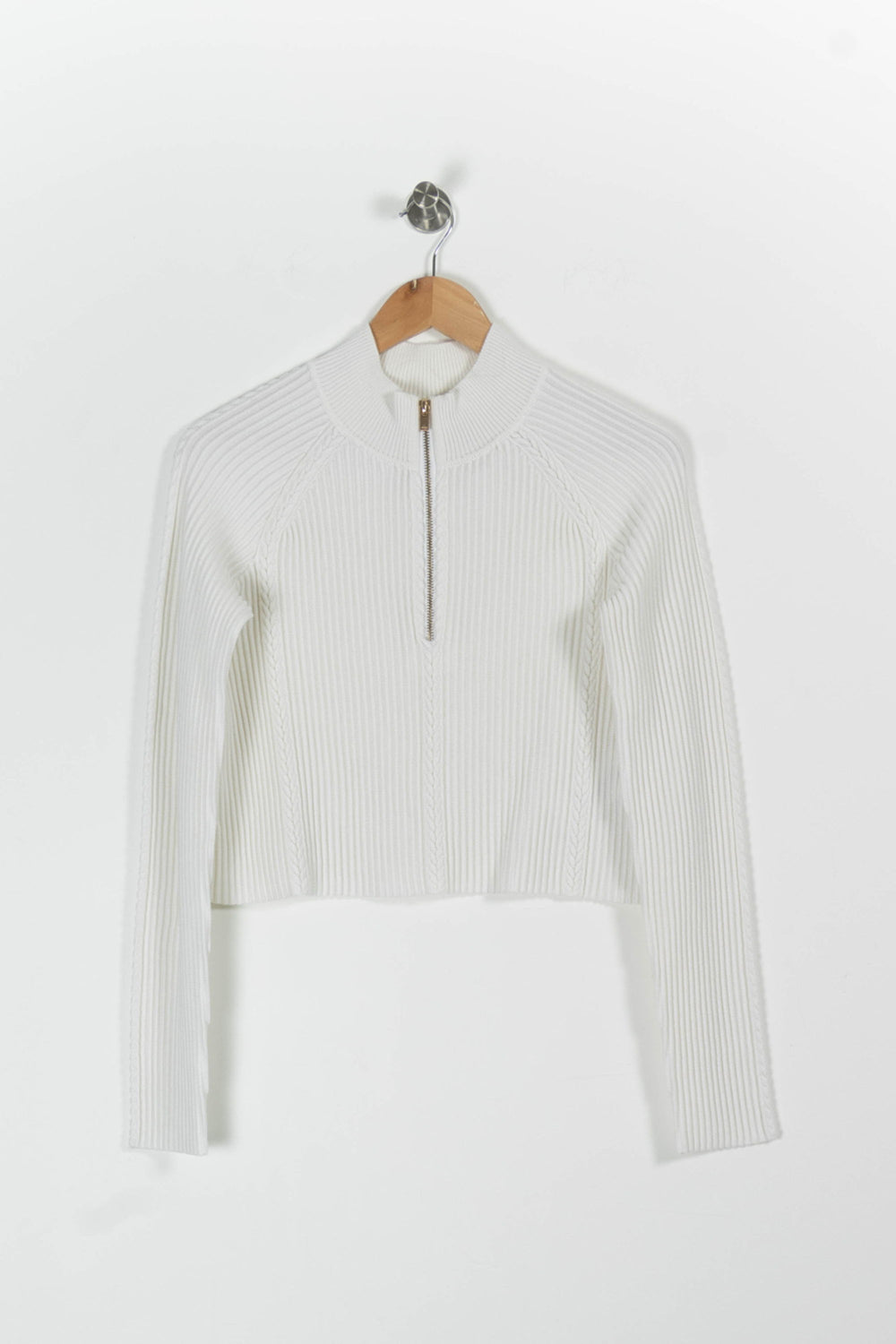 Pull Zippé Blanc - Taille S/36 de la marque Maje | PARAD96386 - Vendu par Paradigme - Image 2