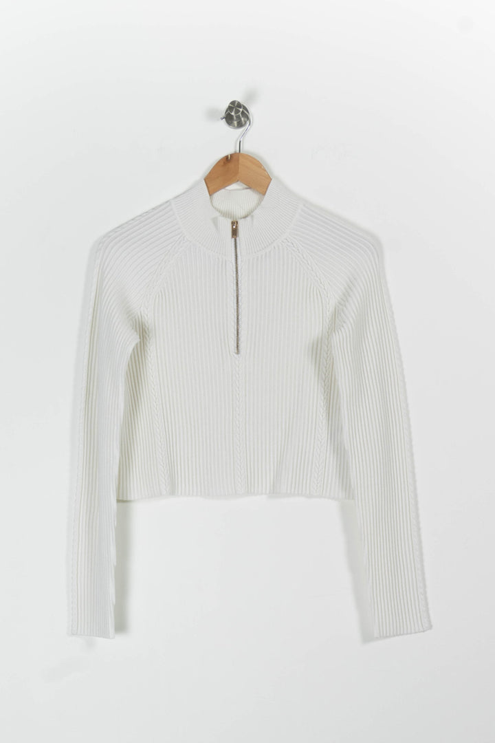 Pull Zippé Blanc - Taille S/36 de la marque Maje | PARAD96386 - Vendu par Paradigme - Image 2