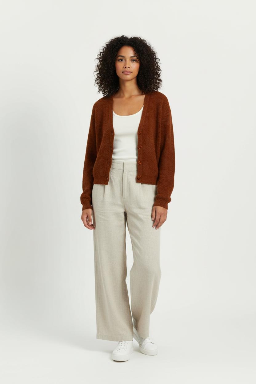 Cardigan Marron - Taille S/36 de la marque La Fée Maraboutée | PARAD96402 - Vendu par Paradigme - Image 1