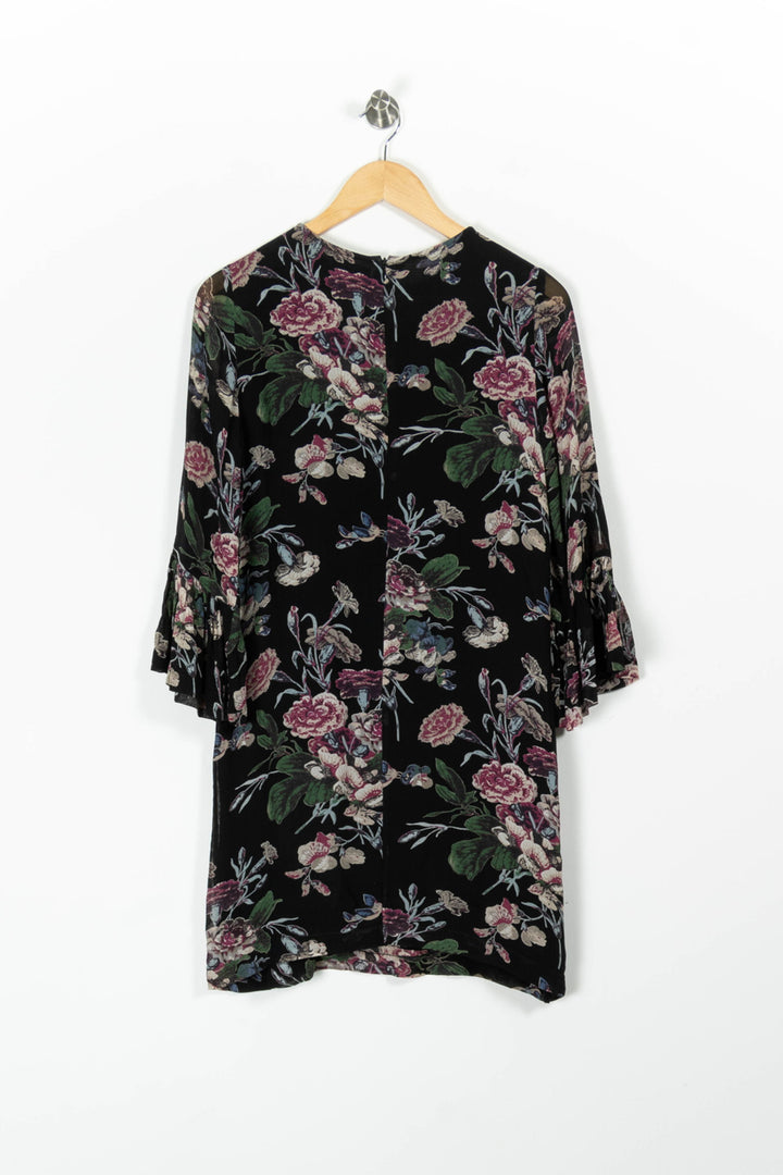 Robe Midi Noire et Fleurie - Taille XS/34 de la marque Ganni | PARAD96403 - Vendu par Paradigme - Image 4
