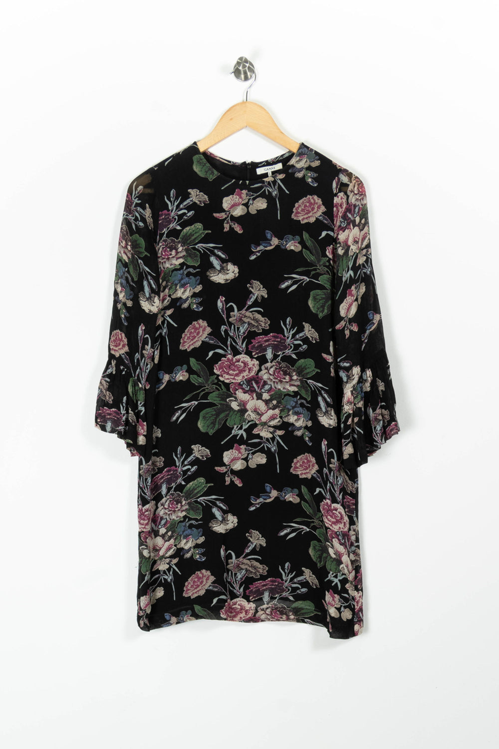Robe Midi Noire et Fleurie - Taille XS/34 de la marque Ganni | PARAD96403 - Vendu par Paradigme - Image 2