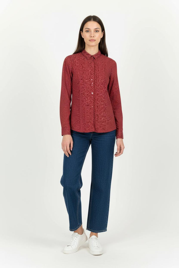Chemise Bordeaux et Blanche - Taille S/36 de la marque I.Code | PARAD96444 - Vendu par Paradigme - Image 1