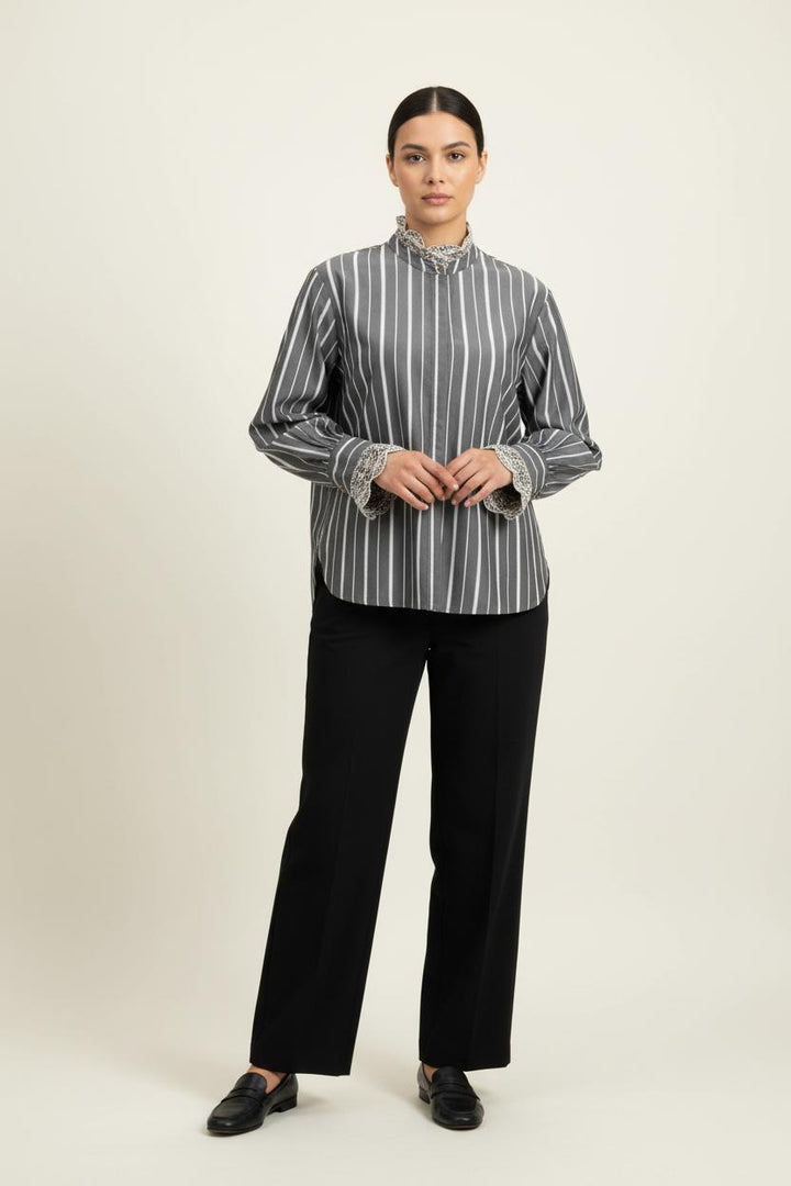 Blouse Grise et Blanche - Taille XL/42 de la marque Stella Forest | PARAD96466 - Vendu par Paradigme - Image 1