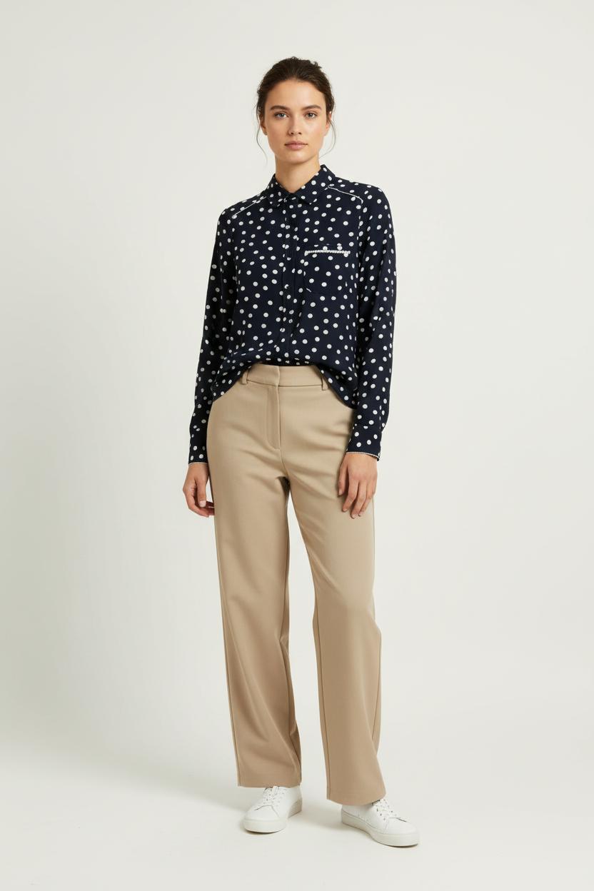 Chemise À Pois Bleu Marine et Blanche - Taille S/36 de la marque Grace & Mila | PARAD96474 - Vendu par Paradigme - Image 1