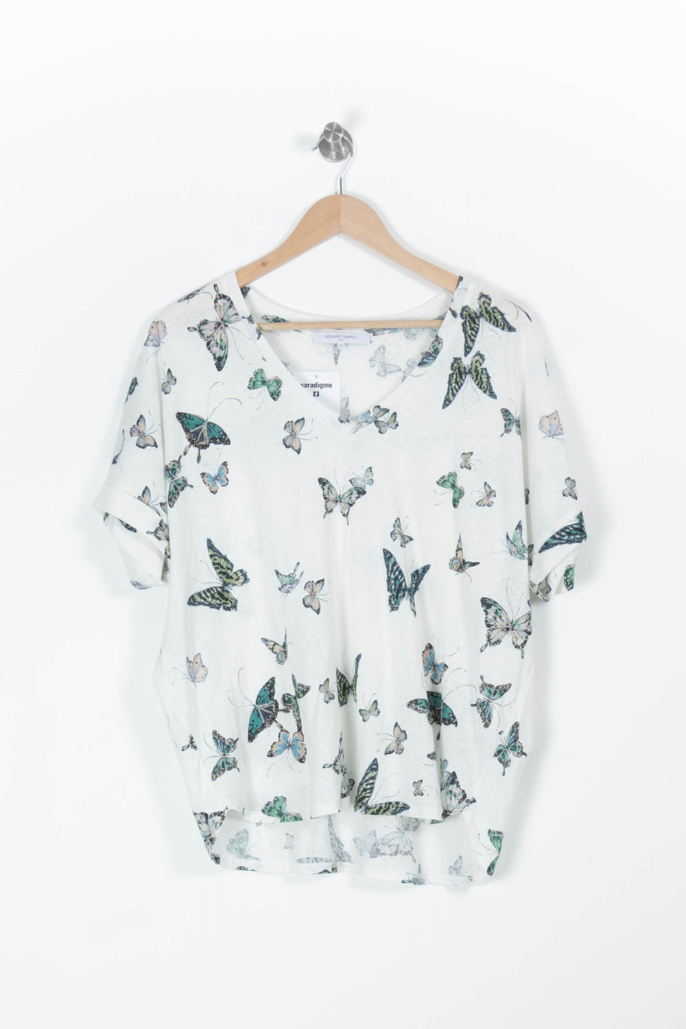 Tee-shirt blanc et vert - Taille XL/42 de la marque Gerard Darel | PARAD96480 - Vendu par Paradigme - Image 2