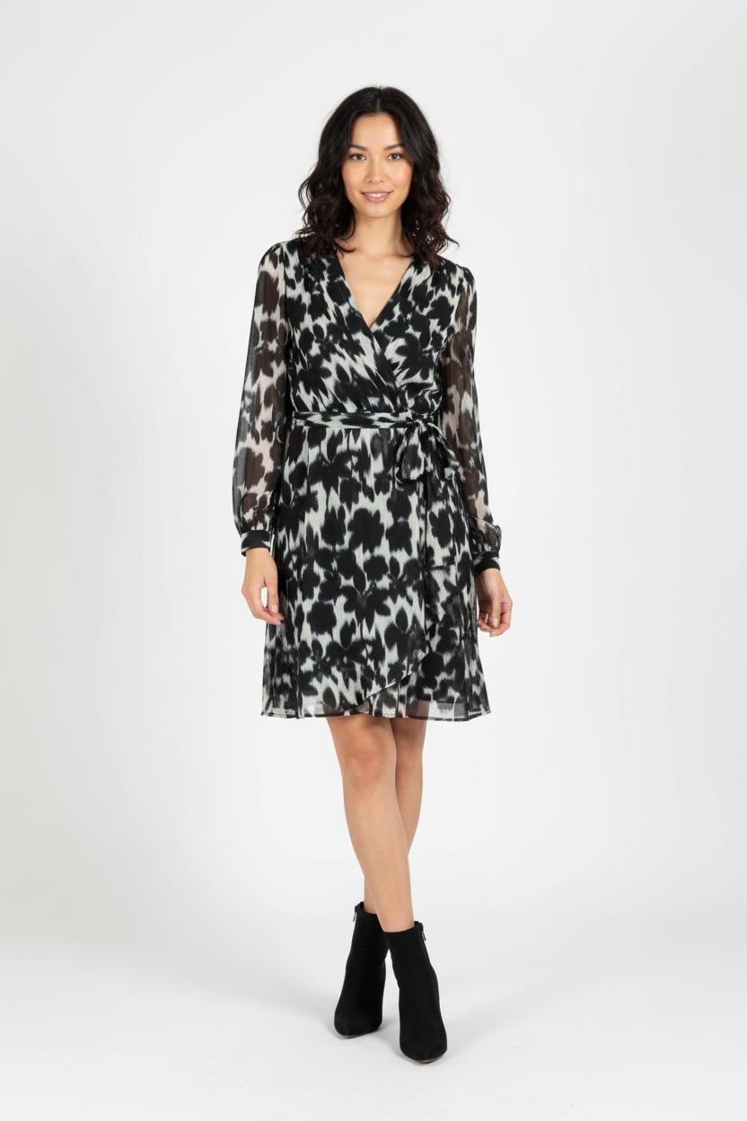 Robe portefeuille noire et blanche - Taille S/36 de la marque Sud express | PARAD96506 - Vendu par Paradigme - Image 1