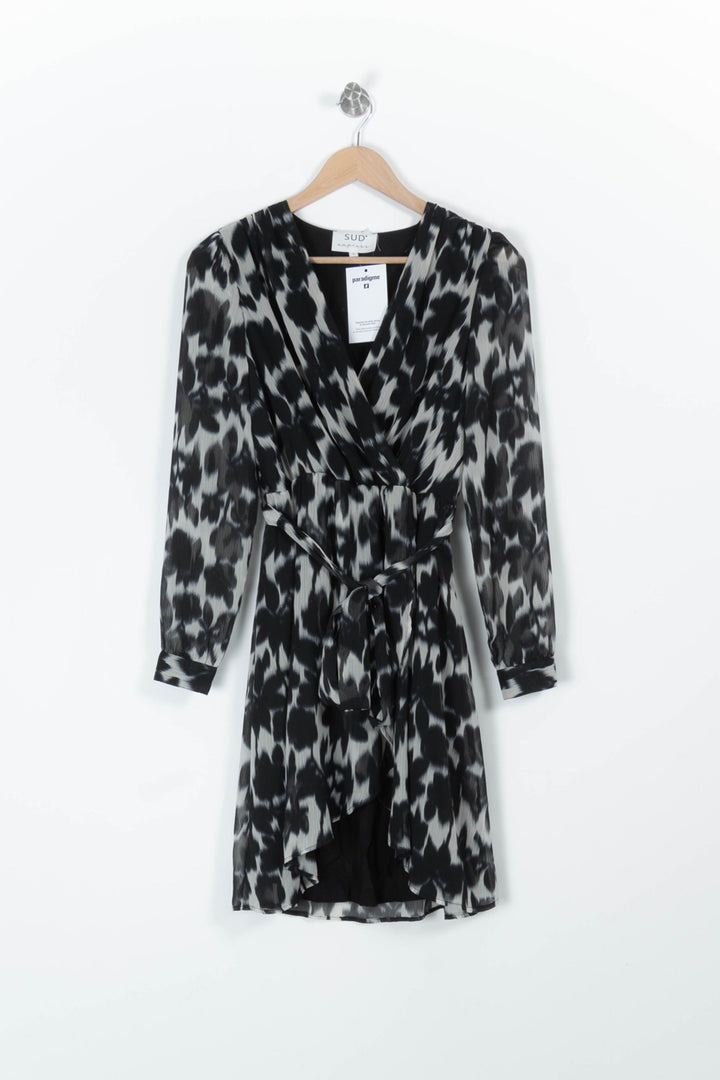 Robe portefeuille noire et blanche - Taille S/36 de la marque Sud express | PARAD96506 - Vendu par Paradigme - Image 2