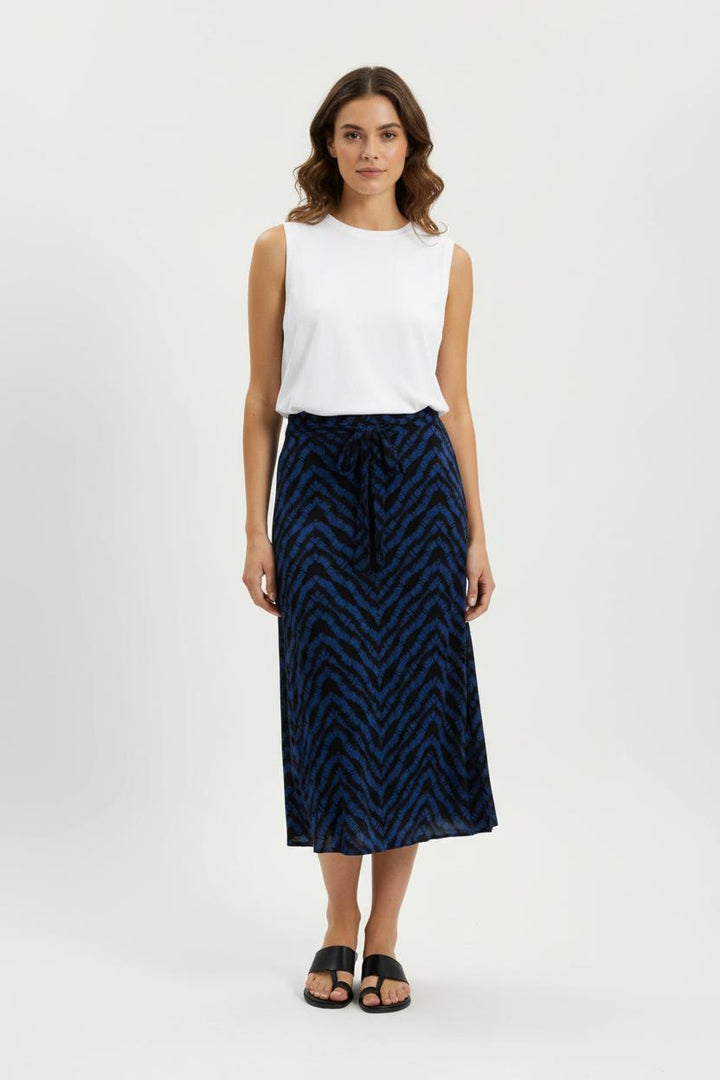 Jupe Midi Bleue et Noire - Taille L/40 de la marque La Fée Maraboutée | PARAD96519 - Vendu par Paradigme - Image 1