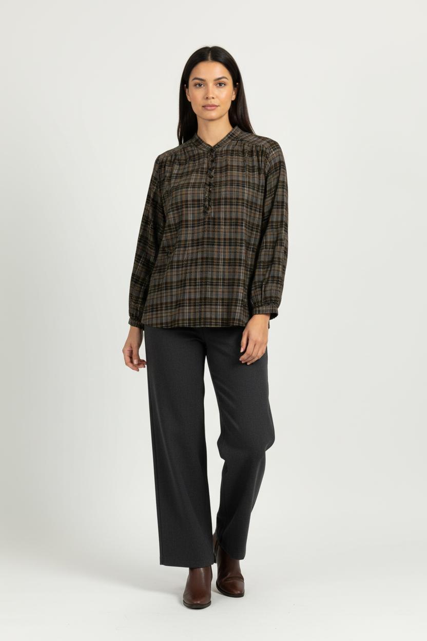 Chemise À Carreaux Marron et Noir - Taille S/36 de la marque Des petits hauts | PARAD96529 - Vendu par Paradigme - Image 1