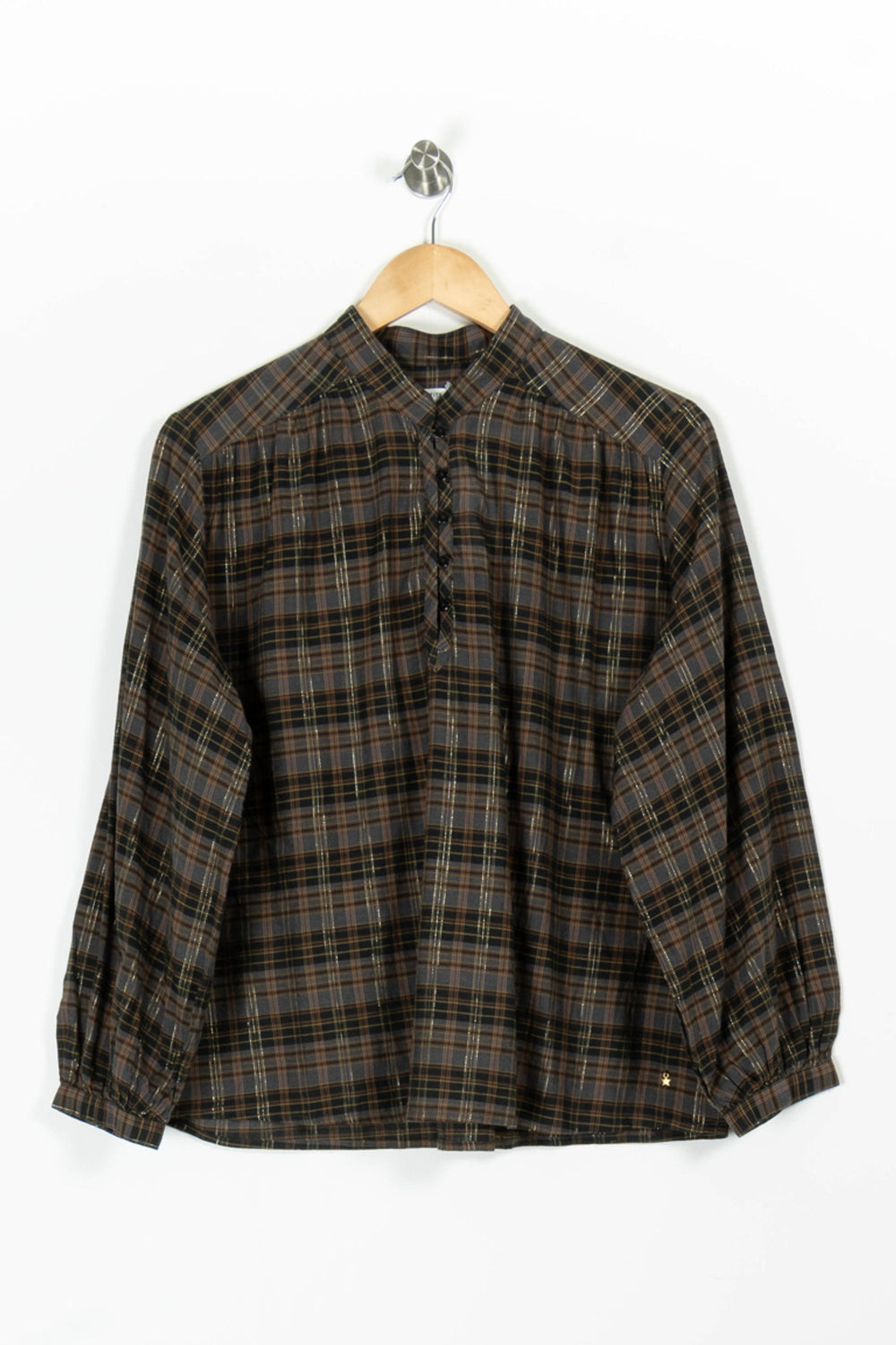 Chemise À Carreaux Marron et Noir - Taille S/36 de la marque Des petits hauts | PARAD96529 - Vendu par Paradigme - Image 2