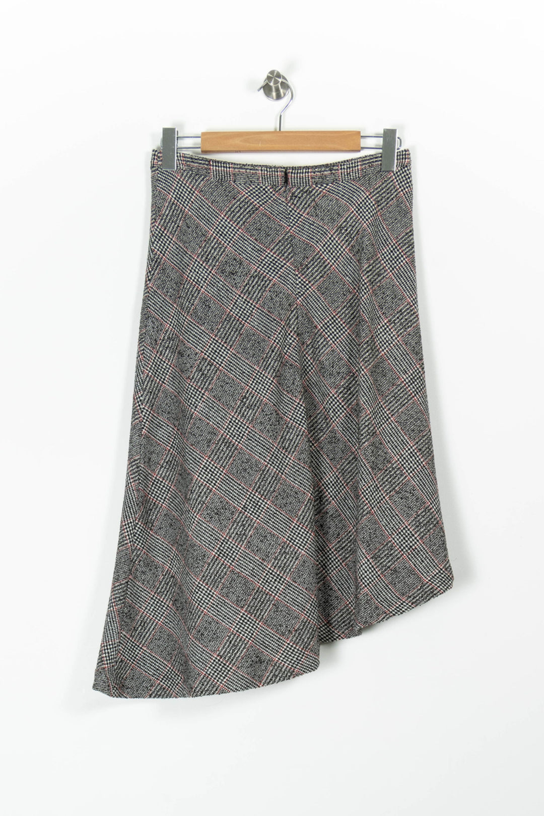 Jupe Portefeuille Grise à Carreaux - Taille L/40 de la marque Caroll | PARAD96603 - Vendu par Paradigme - Image 4