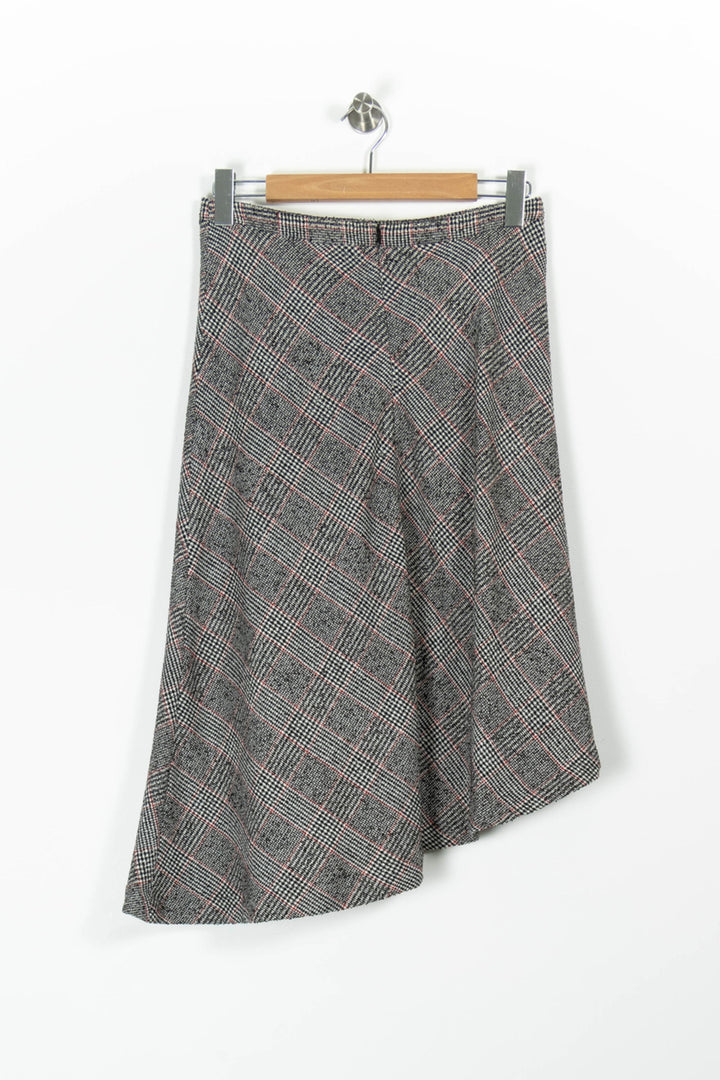 Jupe Portefeuille Grise à Carreaux - Taille L/40 de la marque Caroll | PARAD96603 - Vendu par Paradigme - Image 4