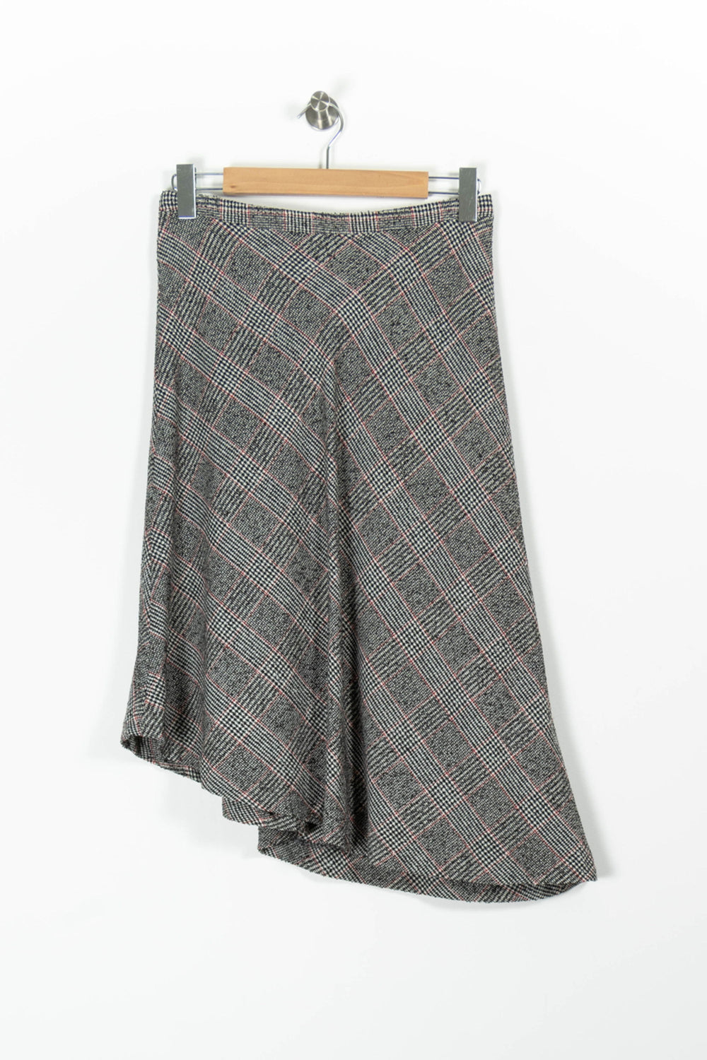 Jupe Portefeuille Grise à Carreaux - Taille L/40 de la marque Caroll | PARAD96603 - Vendu par Paradigme - Image 2