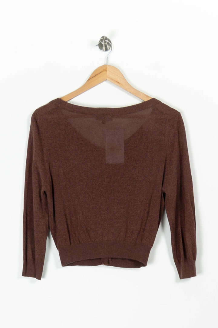 Cardigan Marron - Taille L/40 de la marque Caroll | PARAD96609 - Vendu par Paradigme - Image 4