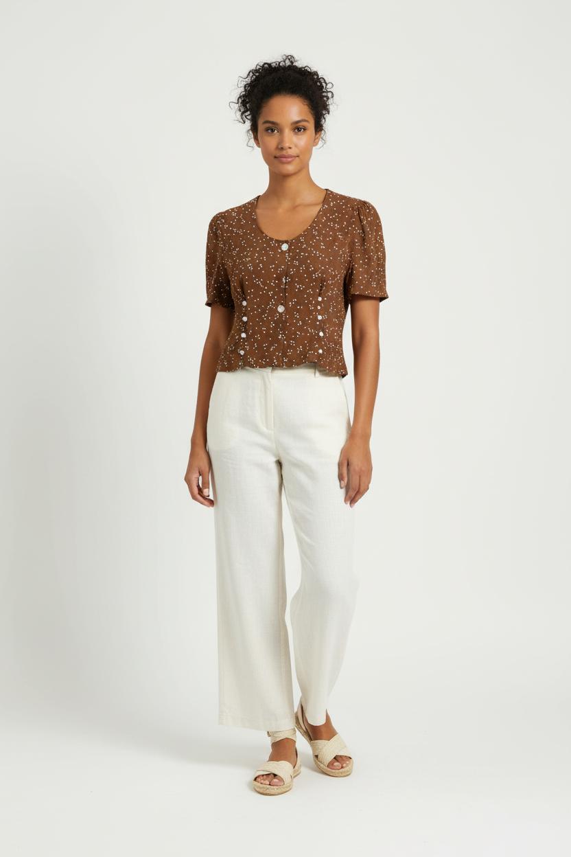 Blouse Marron et Blanche - Taille M/38 de la marque Rouje | PARAD96634 - Vendu par Paradigme - Image 1