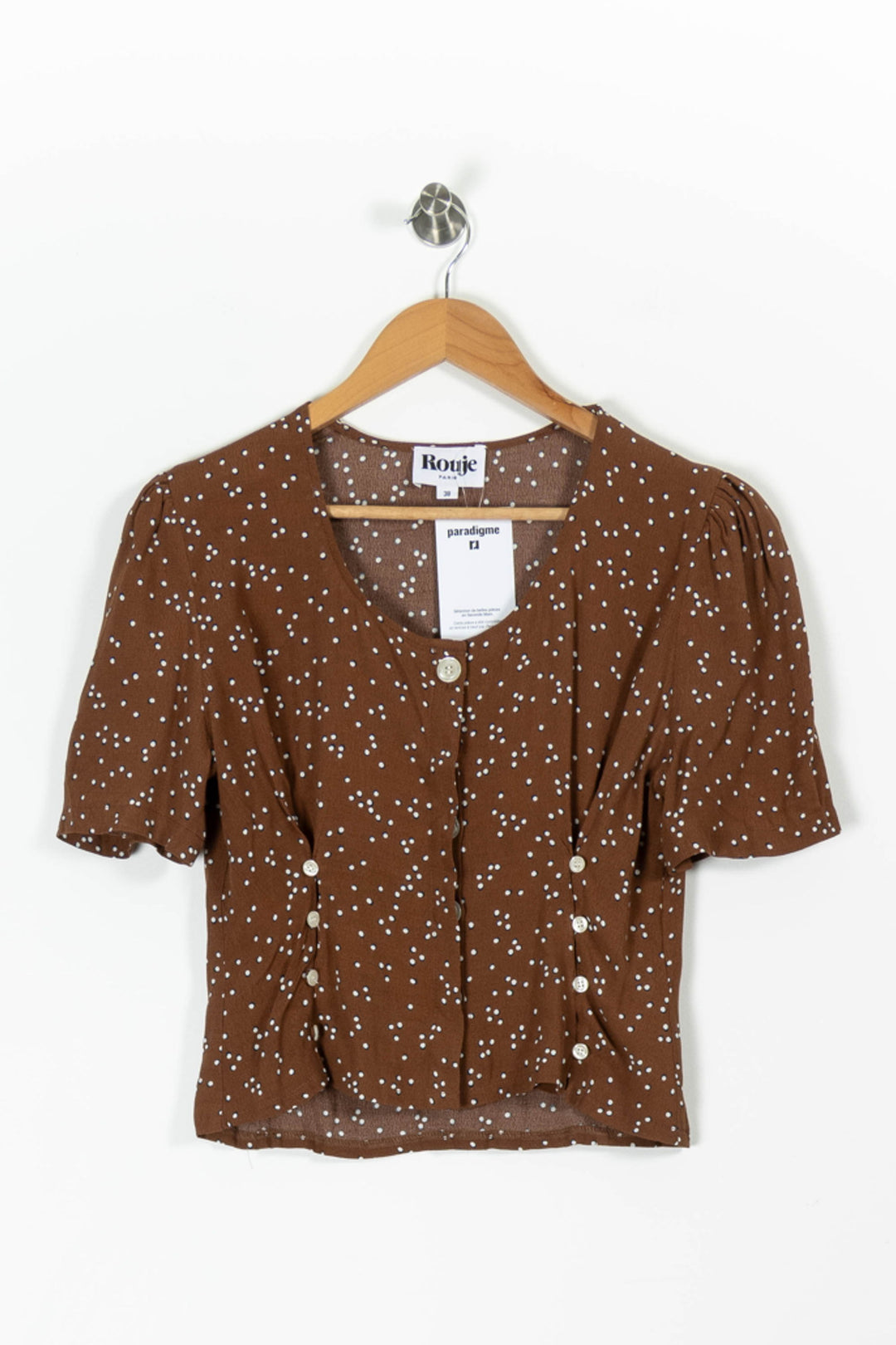 Blouse Marron et Blanche - Taille M/38 de la marque Rouje | PARAD96634 - Vendu par Paradigme - Image 2