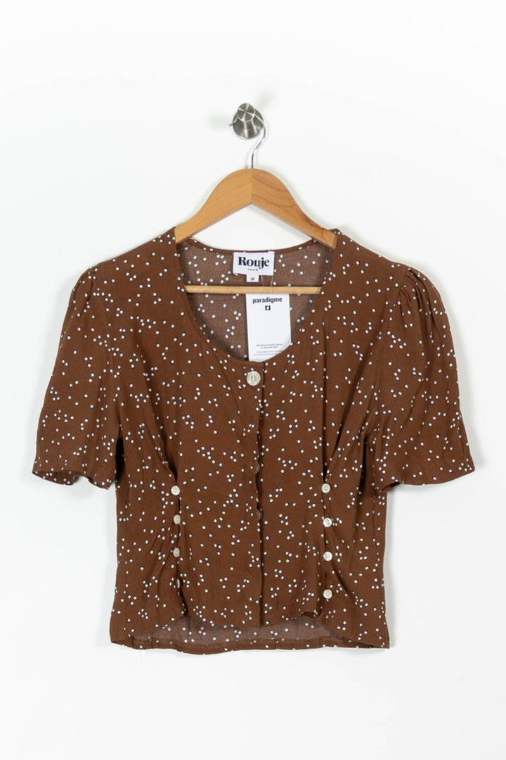 Blouse Marron et Blanche - Taille M/38 de la marque Rouje | PARAD96634 - Vendu par Paradigme - Image 2