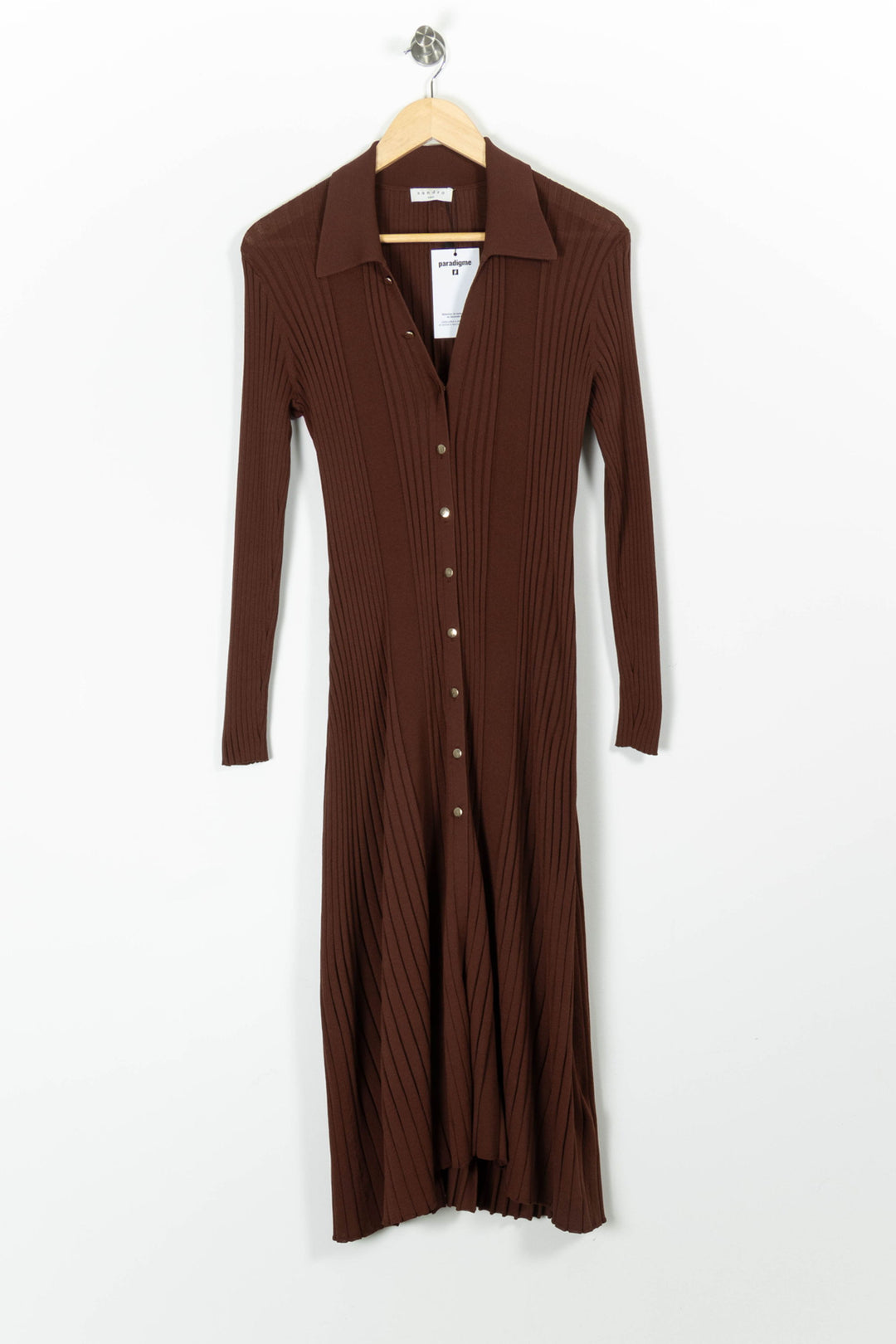 Robe Chemise Marron - Taille L/40 de la marque Sandro | PARAD96648 - Vendu par Paradigme - Image 2