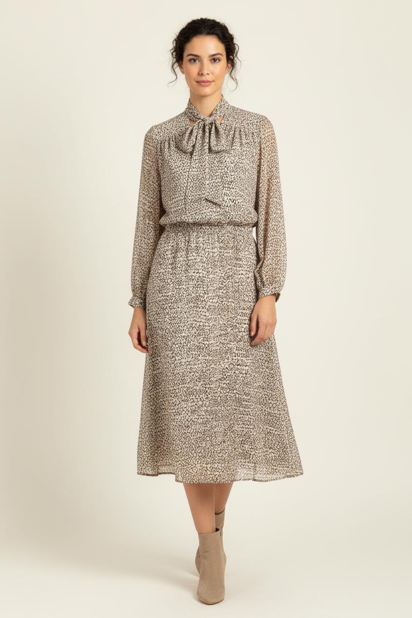 Robe Midi Beige et Marron - Taille XS/34 de la marque Diega | PARAD96656 - Vendu par Paradigme - Image 1