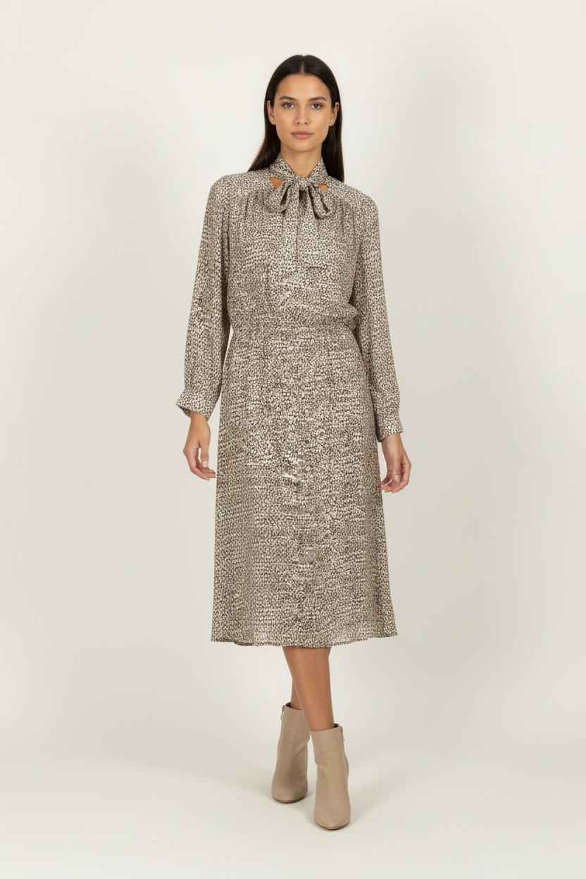Robe Midi Beige et Marron - Taille M/38 de la marque Diega | PARAD96657 - Vendu par Paradigme - Image 1