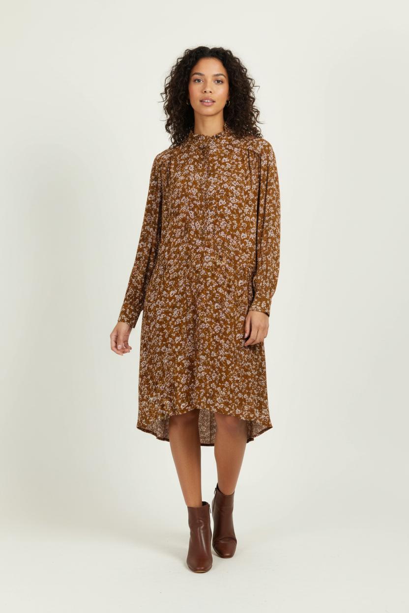 Robe Courte Marron et Blanche - Taille M/38 de la marque Louise Misha | PARAD96662 - Vendu par Paradigme - Image 1