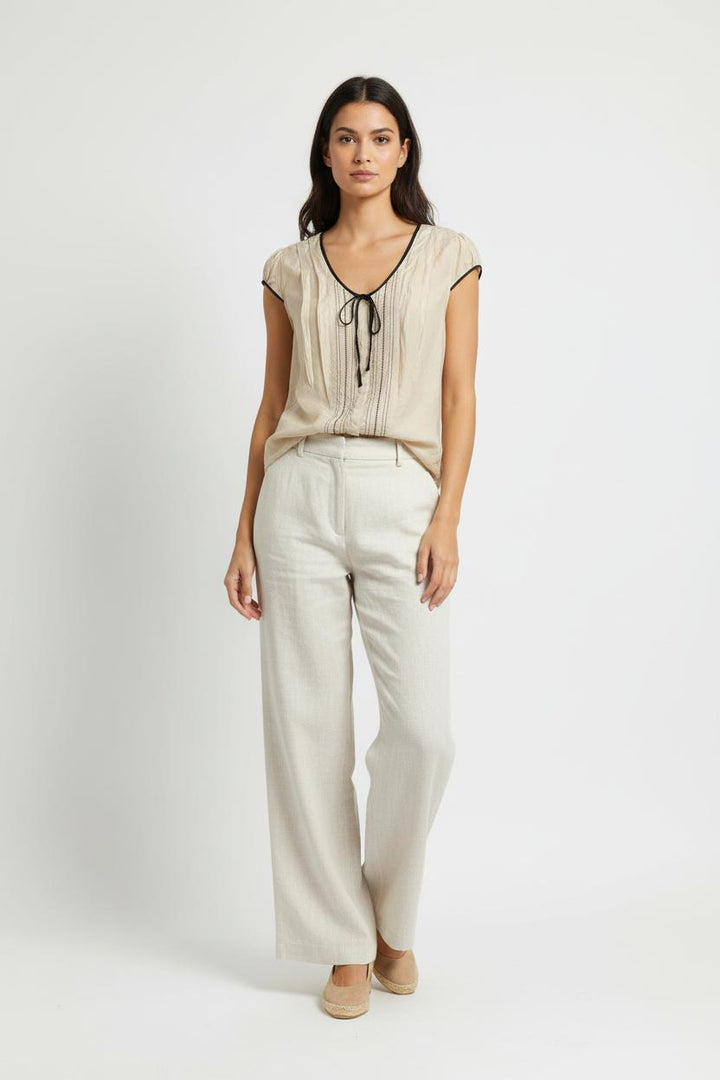 Blouse Beige et Noire - Taille S/36 de la marque Kookai | PARAD96684 - Vendu par Paradigme - Image 1