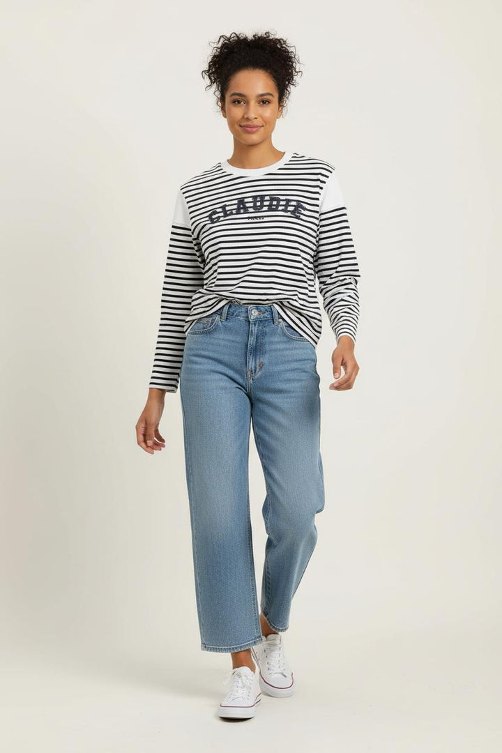 Marinière Blanche et Noire - Taille L/40 de la marque Claudie Pierlot | PARAD96712 - Vendu par Paradigme - Image 1