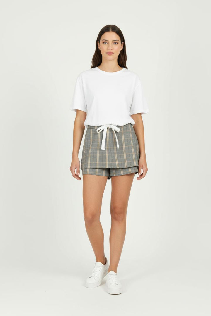 Short à Carreaux Gris et Beige - Taille L/40 de la marque Maje | PARAD96732 - Vendu par Paradigme - Image 1