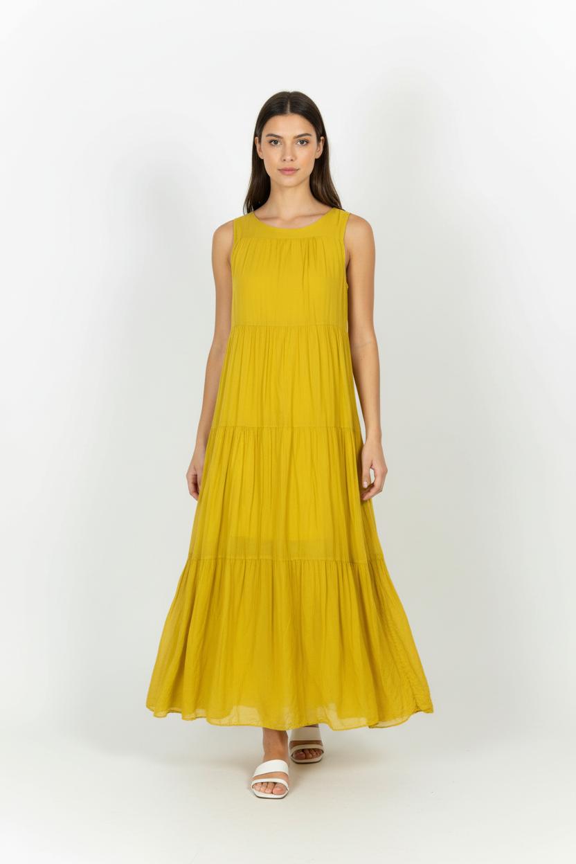 Robe Longue Jaune - Taille M/38 de la marque La Fée Maraboutée | PARAD96763 - Vendu par Paradigme - Image 1