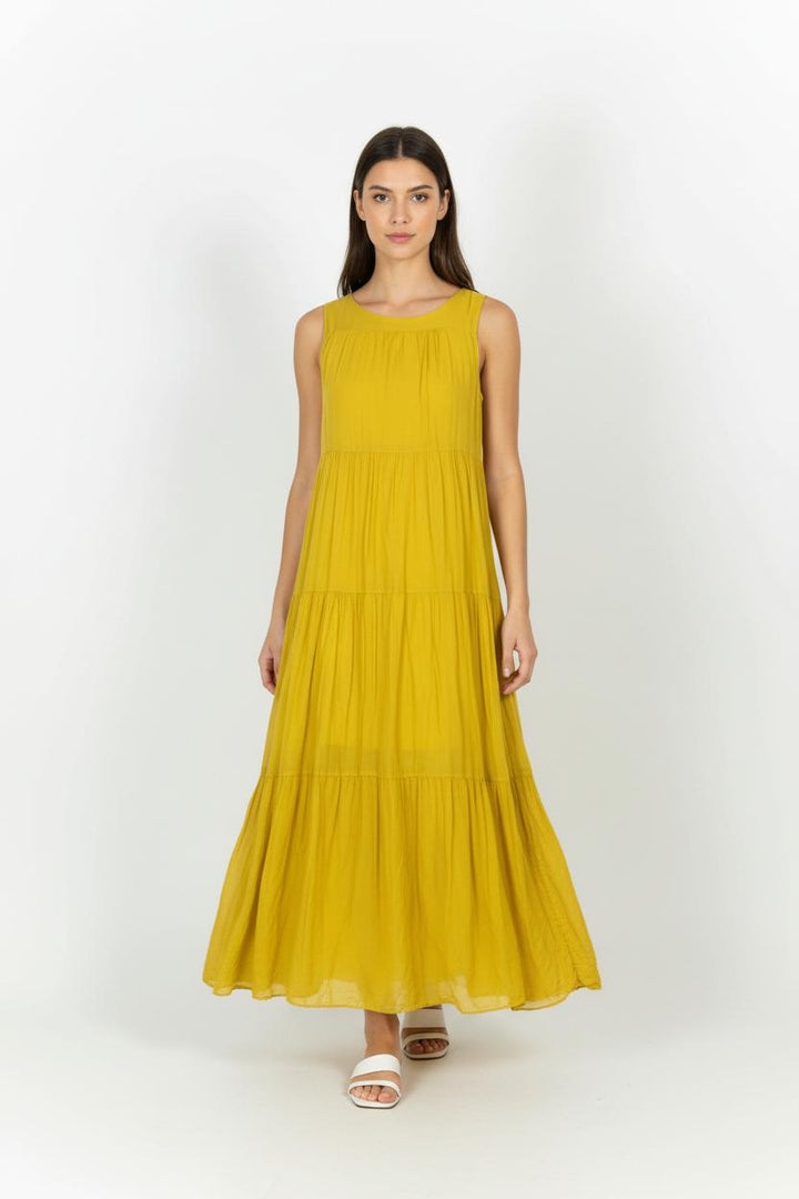 Robe Longue Jaune - Taille M/38 de la marque La Fée Maraboutée | PARAD96763 - Vendu par Paradigme - Image 1