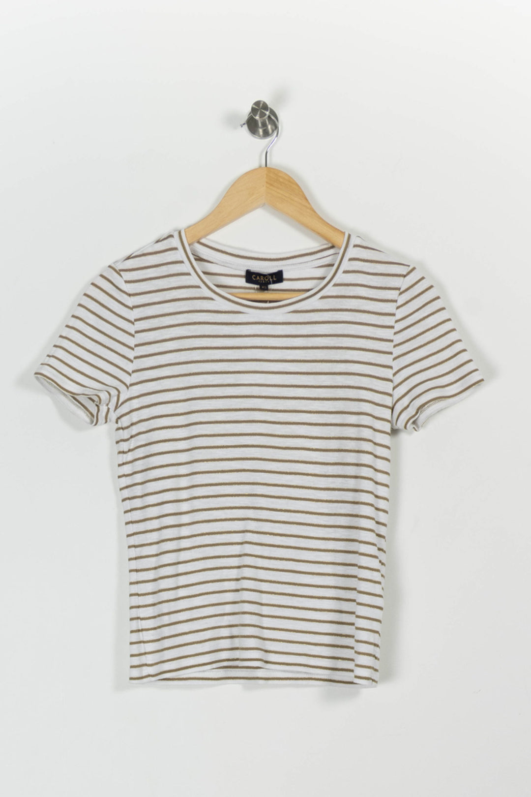 Tee-shirt Blanc et Beige - Taille XS/34 de la marque Caroll | PARAD96795 - Vendu par Paradigme - Image 2