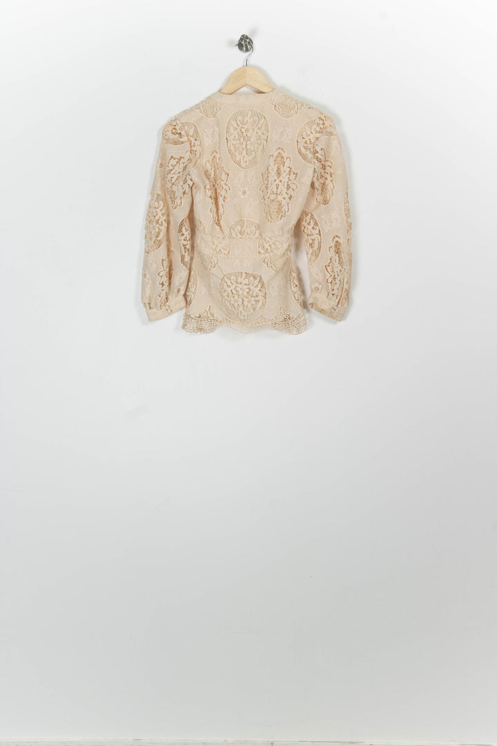Blouse Dentelle Beige - Taille S/36 de la marque Maje | PARAD96808 - Vendu par Paradigme - Image 4