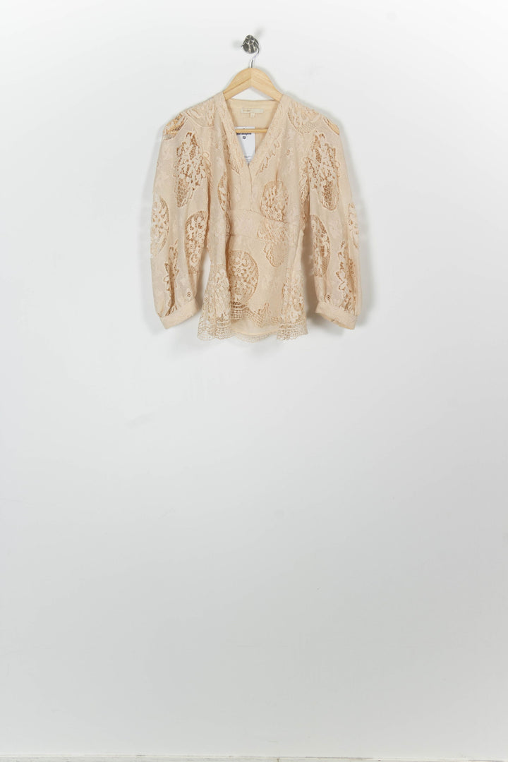 Blouse Dentelle Beige - Taille S/36 de la marque Maje | PARAD96808 - Vendu par Paradigme - Image 2