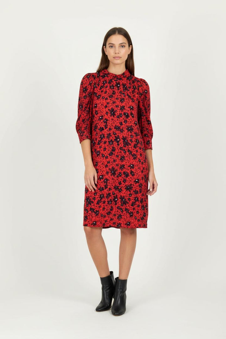 Robe Fleurie Rouge et Noire - Taille S/36 de la marque IKKS | PARAD96823 - Vendu par Paradigme - Image 1